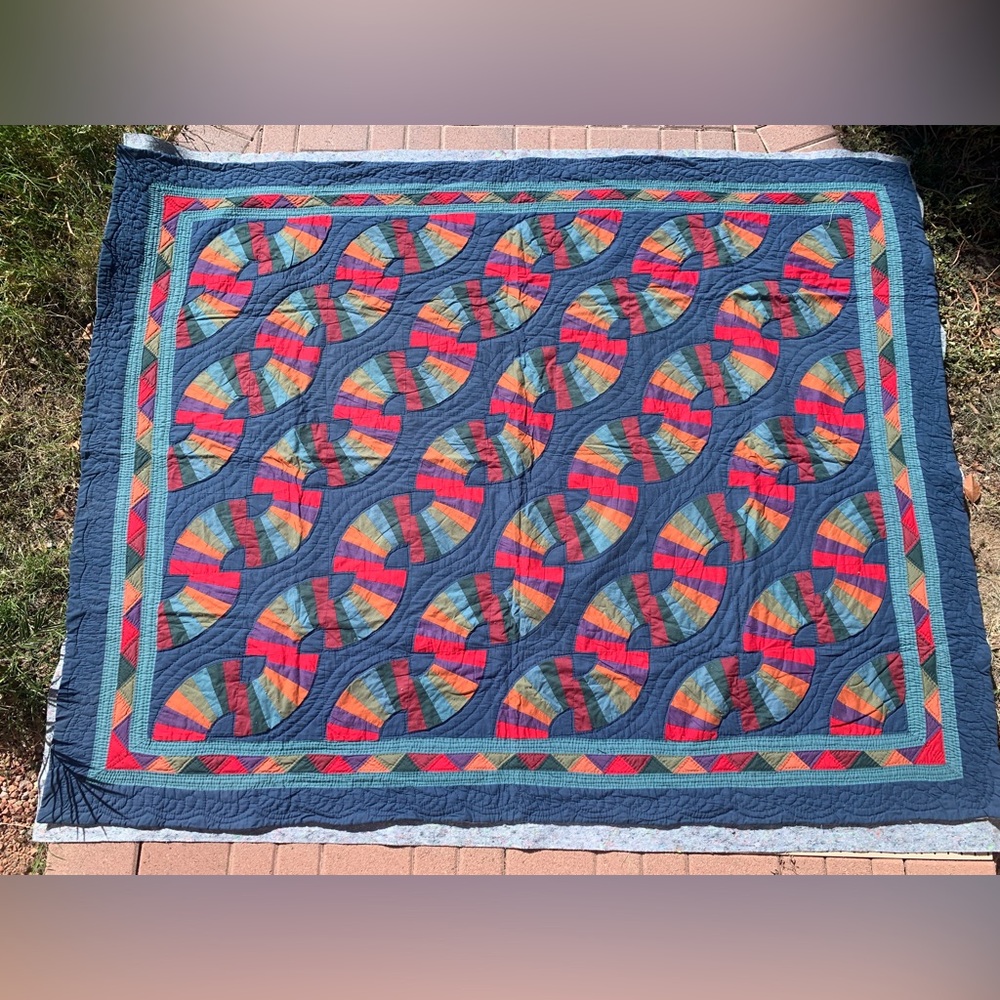 Vintage Arch Quilts Hawthorne NY Cotton Rustic Colorway Fan Appliqué Quilt